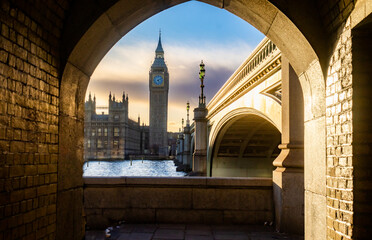 Elizabeth Tower at the Houses of Parliament at sunset