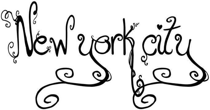 New York City text sign illustration on White Background