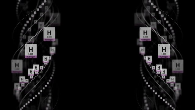 HYDROGEN Molecule Symbol, Chemistry Periodic Table, Animation, Background, Rendering, Loop
