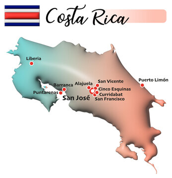 Costa Rica, Fläche und Flagge