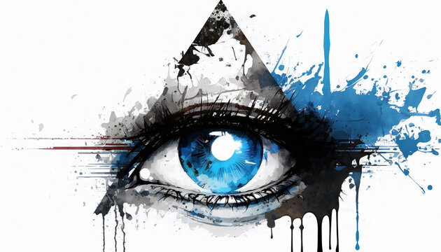 The all seeing eye, isolated on white background - watercolor style illustration background by Generative Ai