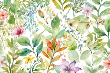 Botanical watercolor wallpaper pattern. generative ai	