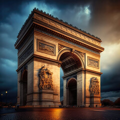 Fototapeta na wymiar Arc de Triomphe, Paris. Incredibly beautiful and romantic France. Generative AI