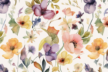 Botanical watercolor wallpaper pattern. generative ai	