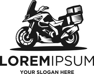 adventure motorcycle silhouette logo vector