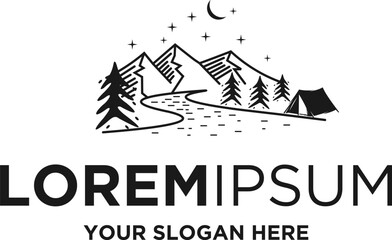camping ground silhouette logo vector