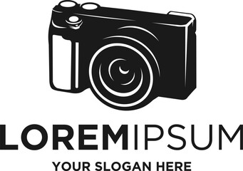 black camera silhouette logo vector