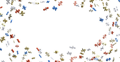 percent shopping digital in hand 3d.