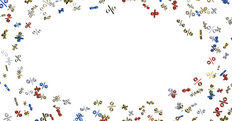 percent shopping digital in hand 3d.