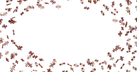 Sales icons floating in the air 3D rendering - 3D percent rain illlustration