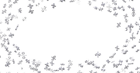 Sales icons floating in the air 3D rendering - 3D percent rain illlustration