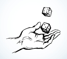 Vector drawing. The hand draws lots