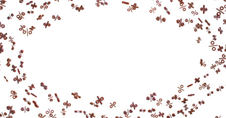 Sales icons floating in the air 3D rendering - 3D percent rain illlustration