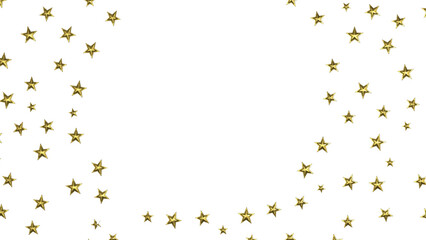 Banner with golden decoration. Festive border with falling glitter dust and stars.