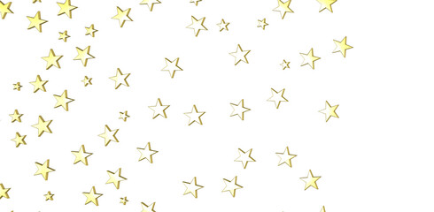 Banner with golden decoration. Festive border with falling glitter dust and stars.