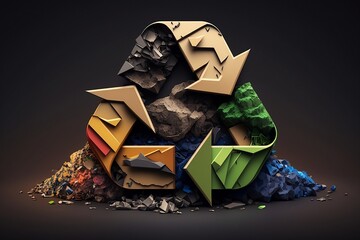 themed recycling symbol, generative AI, Waste management, Circular economy, Reduce - obrazy, fototapety, plakaty