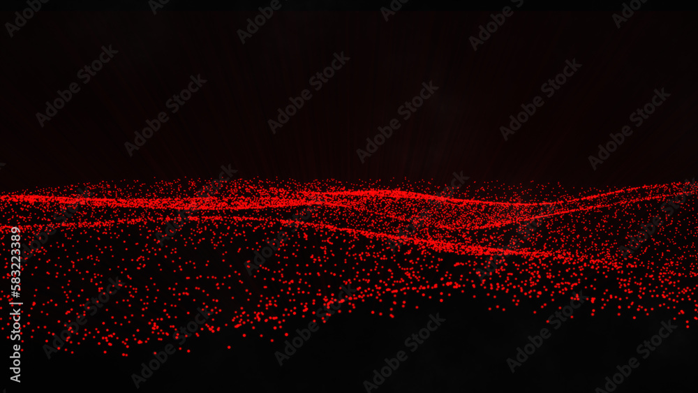 Poster beautiful wave shaped array of glowing dots. blurred lights vector abstract background. abstract wav