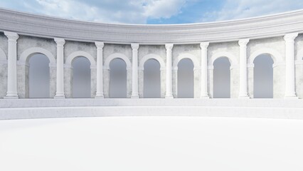 Fototapeta premium Classic semicircular interior with columns 3d render
