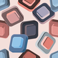 Illustration of 3d objects seamless pattern.
