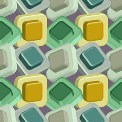 Illustration of 3d objects seamless pattern.