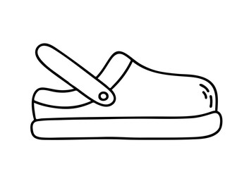 Slipper shoes for garden. Vector outline illustration.