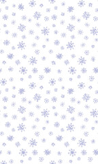 Falling snowflakes. Vector contour drawing background