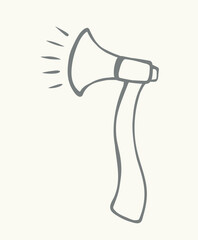 Loudspeaker in the shape of an axe. Concept of hurtful phrases