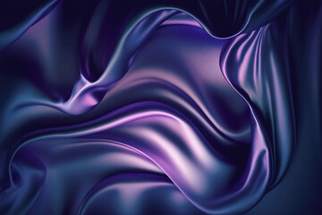 Fototapeta na wymiar Purple abstract background. Purple silk satin texture background. Shiny fabric with wavy soft pleats. Dark blue elegant background with copy space for your design. Liquid wave effect