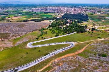 The International  Cycling Tour of Hellas passing from Tyrnavos town, Larissa, Thessaly, Greece.