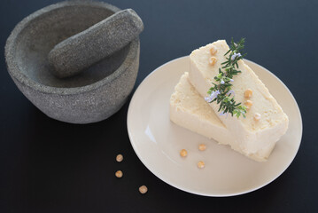 protein and vegan chick peas tofu