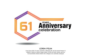 61th years anniversary celebration isolated logo with colorful number and frame text on white background vector design