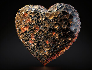 Realistic translucent heart shaped crystal zircon, natural gemstone Generative AI technology