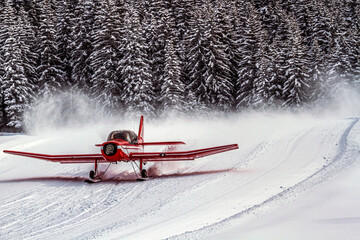 Aircraft take off in snow