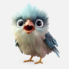 Bird Stunned Facial Expression On Blank Background Generative AI