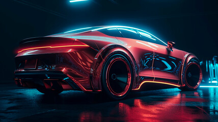 Fototapeta na wymiar Futuristic luxury sports car wallpaper Generative AI