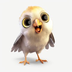 Bird Very Happy Facial Expression On Blank Background Generative AI