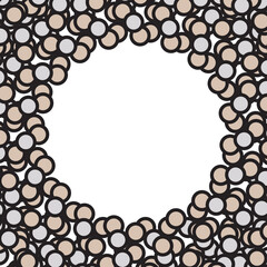 Brown, gray, and black circle dots frame. Vector illustration.	