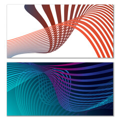 Wavy lines or ribbons. Multicolored striped gradient. Creative unusual background with abstract gradient wave lines for creating trendy banner, poster. Vector eps