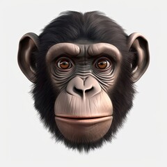 Chimpanzee Happy Facial Expression On Blank Background Generative AI