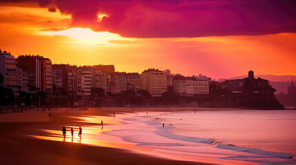 Biarritz. Incredibly beautiful and romantic France. Generative Ai - obrazy, fototapety, plakaty