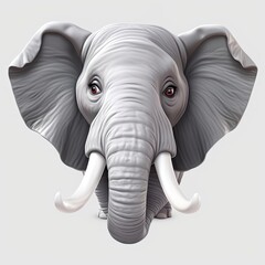 Elephant Ambivalent Facial Expression On Blank Background Generative AI