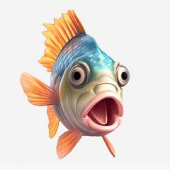 Fish Awed Facial Expression On Blank Background Generative AI