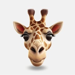 Giraffe Shocked Facial Expression On Blank Background Generative AI