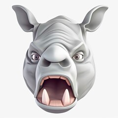 Rhino Annoyed Facial Expression On Blank Background Generative AI
