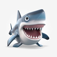 Shark Very Happy Facial Expression On Blank Background Generative AI