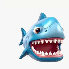 Shark Surprised Facial Expression On Blank Background Generative AI