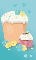 Easter cupcake with flowers