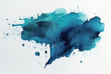 Watercolor Illustration of a Stain Blue Paint On Paper Texture. Generative AI