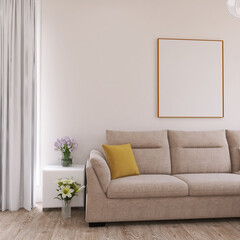 Living room design, 3d render, 3d illustration