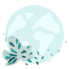 Globe and leaf fragments eco illustration. Vector background for your Save the Earth message. The Earth Day concept